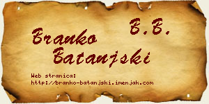 Branko Batanjski vizit kartica